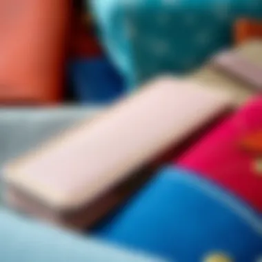 A variety of fabric wallet textures and colors