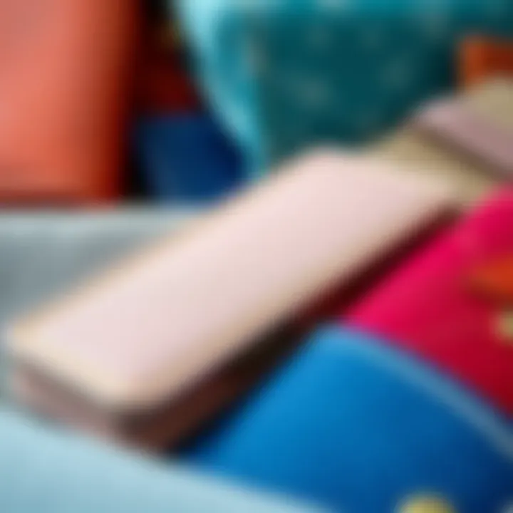 A variety of fabric wallet textures and colors