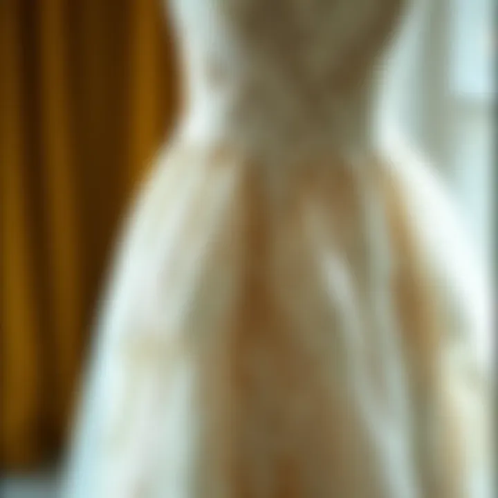 Elegant evening gown showcasing intricate lace detailing