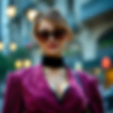 Trendy evening attire featuring bold colors