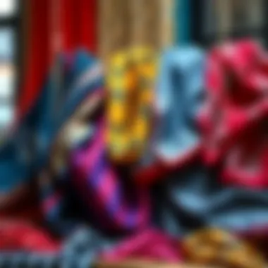 Artistic Fashion Arrangement of Aker Scarves Artistic arrangement of Aker scarves in a fashion setting