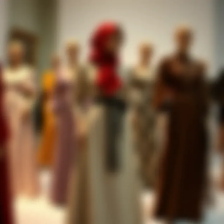 Diverse styles of mother’s gowns displayed in a fashion exhibition