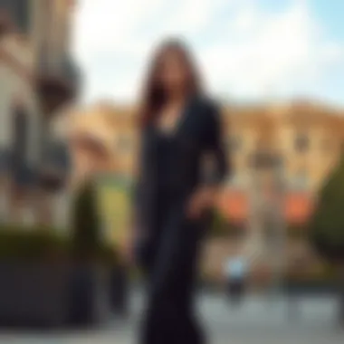 Sophisticated look with a charcoal blazer and a dress