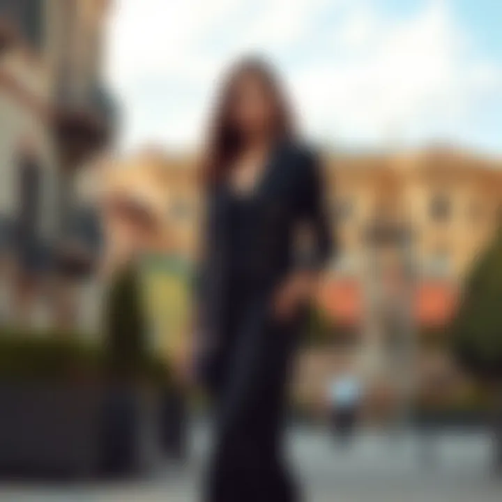 Sophisticated look with a charcoal blazer and a dress