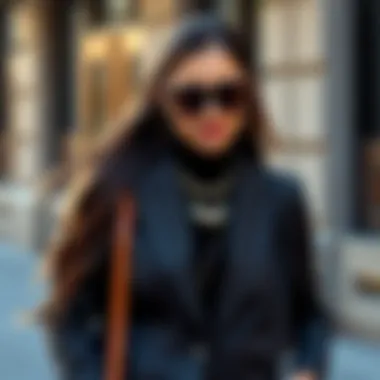 Stylish outfit featuring a charcoal blazer with accessories