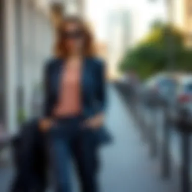 Trendy charcoal blazer paired with chic trousers