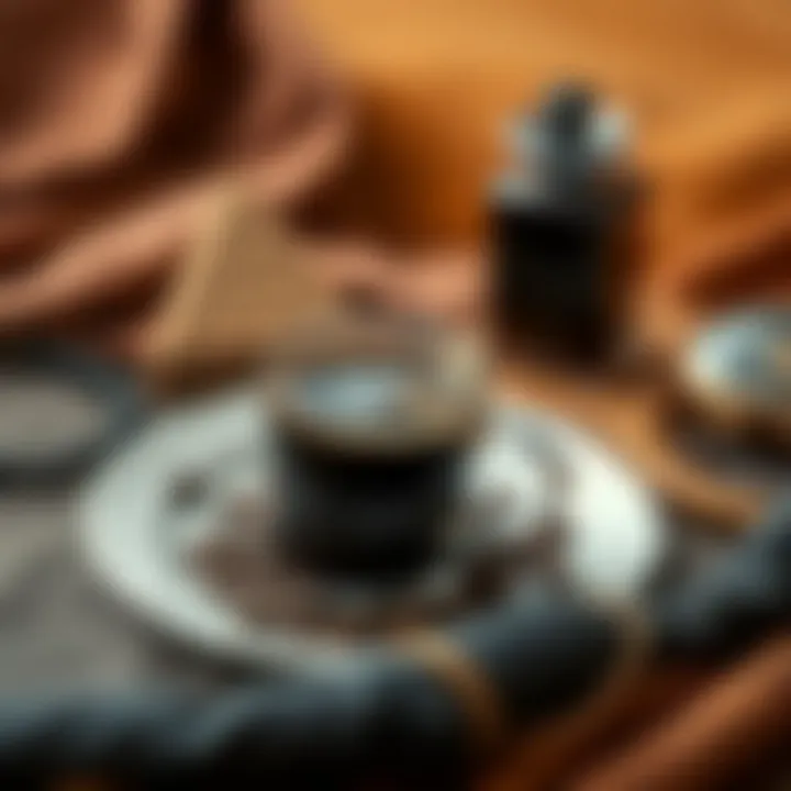 Accessories complementing the anthracite coffee theme.