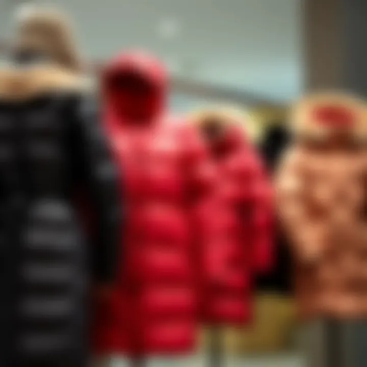 Elegant puffer coat collection display