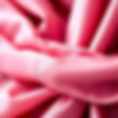 Close-up of luxurious fabric of a pink scarf