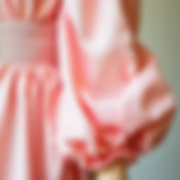 Close-up of the intricate fabric details of a balloon sleeve dress