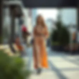 Elegant long tunic in a chic urban setting