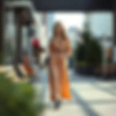 Elegant long tunic in a chic urban setting