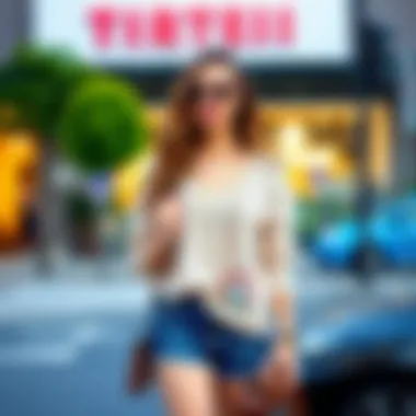 Stylish short tunic paired with trendy accessories