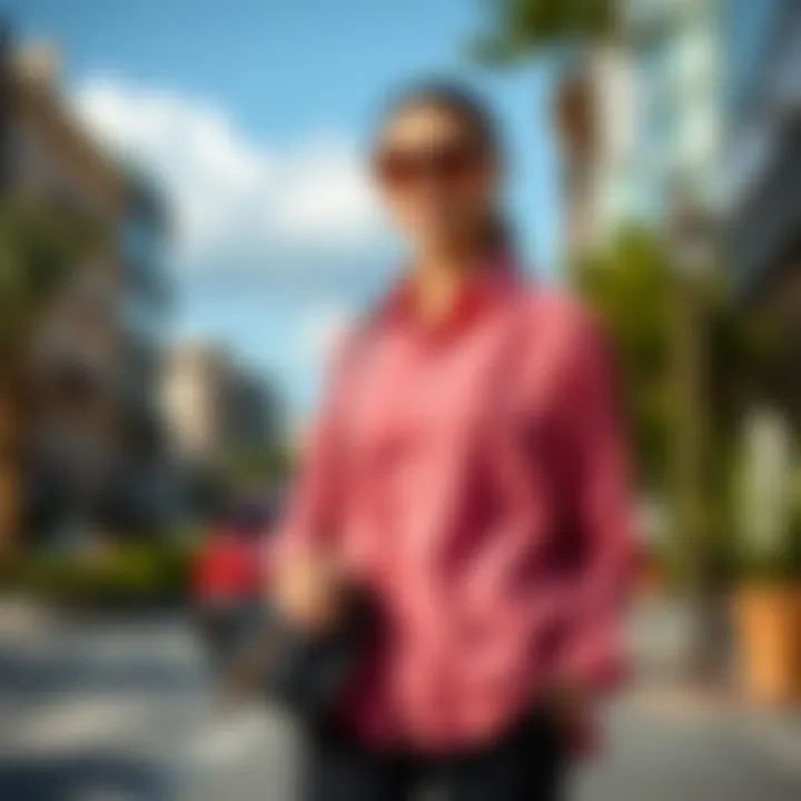 Contemporary combinations with a pink shirt