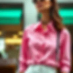 Elegant pink shirt styled with accessories