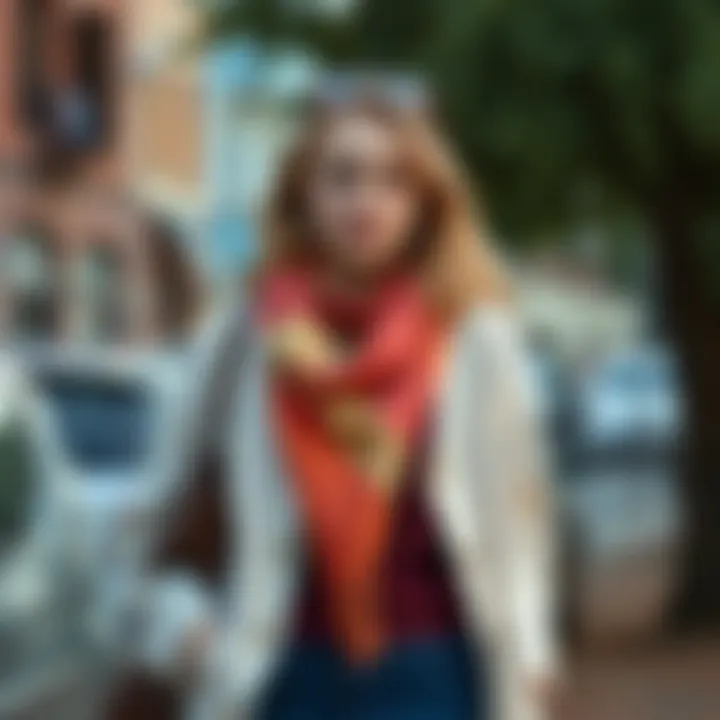 Layered picnic ensemble with a light cardigan and scarf