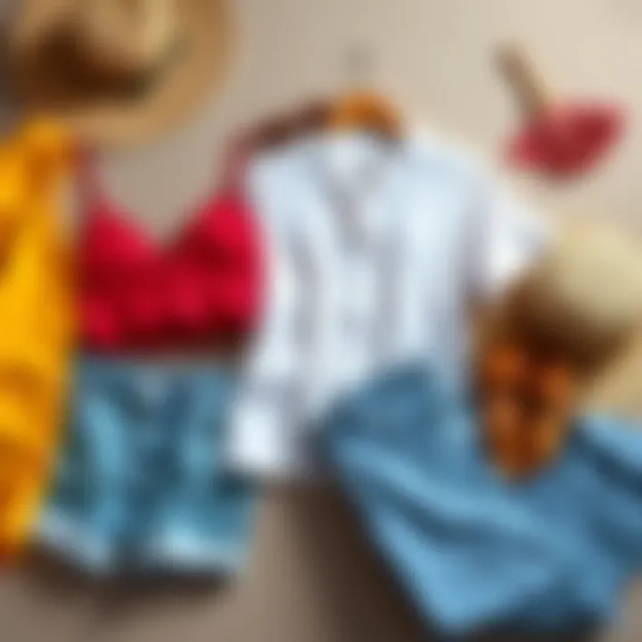 Trendy summer clothing arranged in a stylish layout