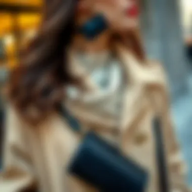 Accessorizing a beige coat with trendy items