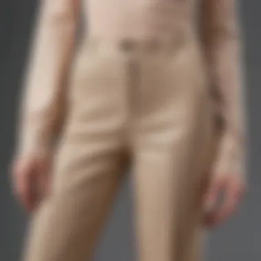 Various beige fabric trousers from popular fashion brands.