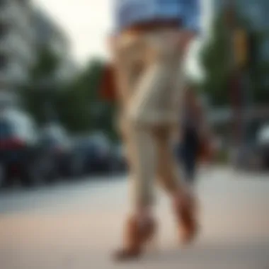 Accessorizing beige cargo pants with a trendy belt and shoes