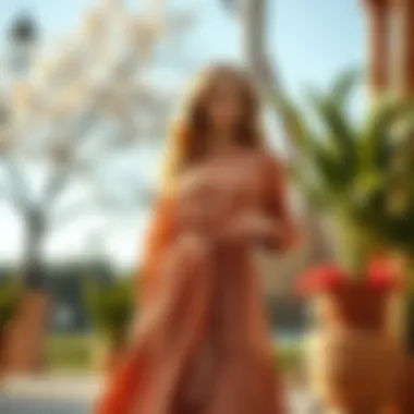 Stylish belted dress showcased in a seasonal fashion setting