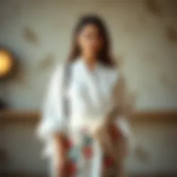 Elegant white kimono draped over a stylish outfit