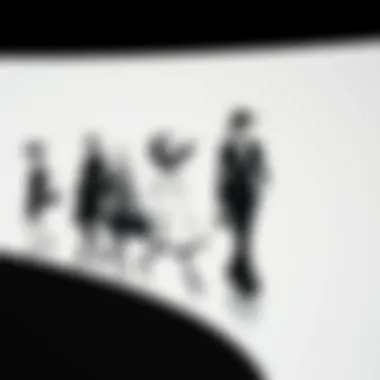 Artistic representation of black and white fashion evolution