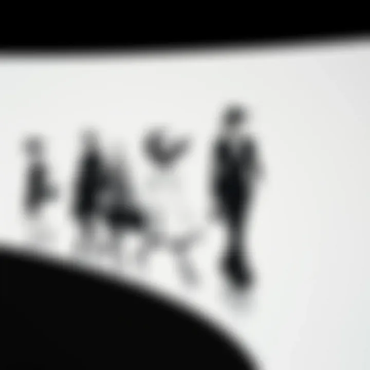 Artistic representation of black and white fashion evolution