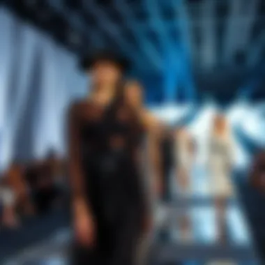 Fashion runway featuring black and white designs