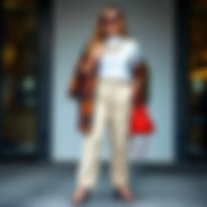 Fashionable plus-size pants paired with elegant accessories