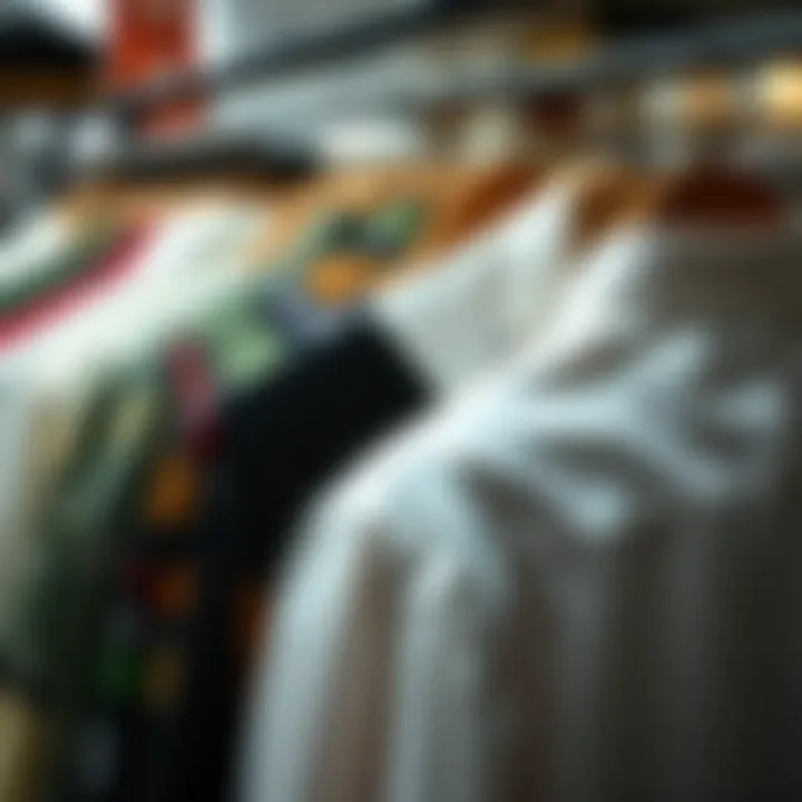 Diverse styles of bisse shirts displayed on a rack