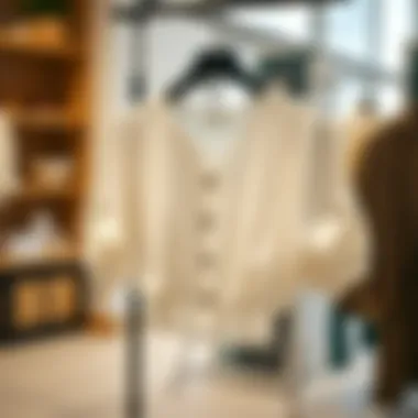 Chic blouse displayed on a hanger