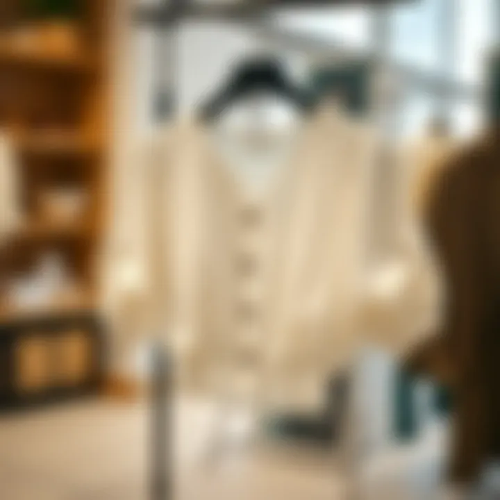 Chic blouse displayed on a hanger