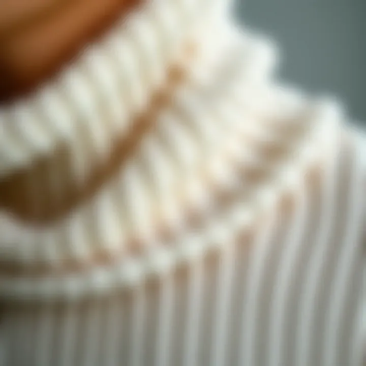 Close-up of the texture of a turtleneck sweater highlighting its comfort