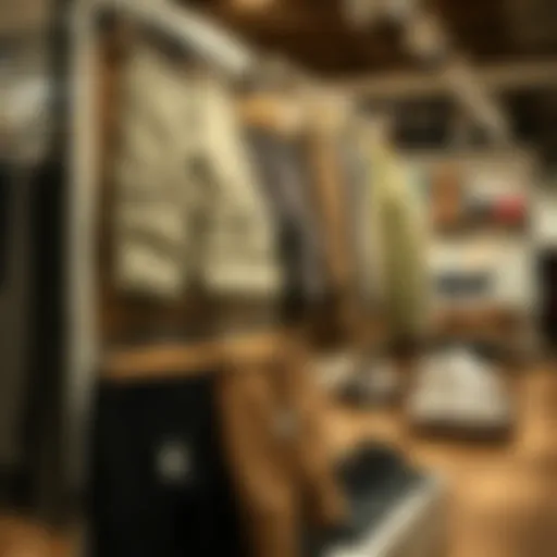 Chic cargo pants on display in a trendy boutique