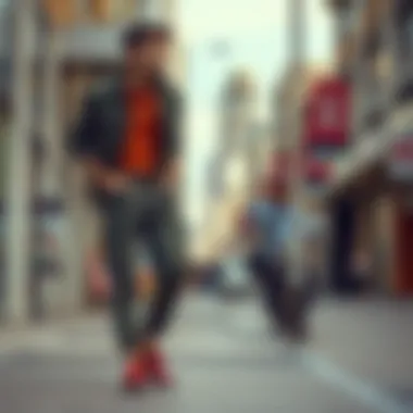 Fashion influencer showcasing cargo pants in urban setting