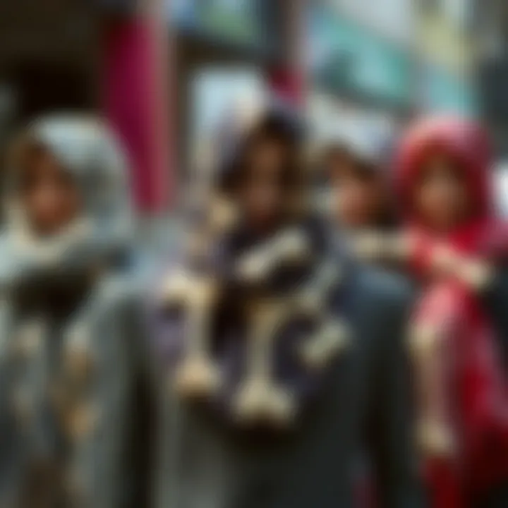 A collection showcasing various styles of bone shaped scarves