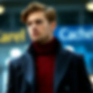 Stylish combination of Cacharel sweater with formal attire