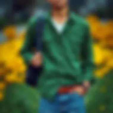 Relaxed Style: Green Shirt Paired with Denim Casual look with a green shirt and jeans