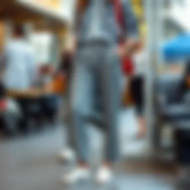 Everyday Fashion with Gray Trousers A casual setting showcasing gray trousers in everyday fashion