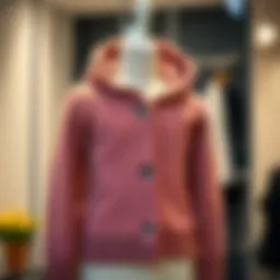 A trendy knitted jacket for children displayed on a mannequin.
