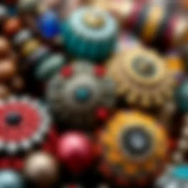 Close-up of intricate bead designs showcasing unique patterns and textures