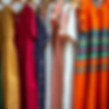 Colorful linen dress collection on display