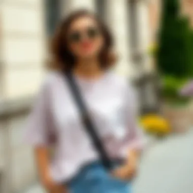 Comfortable oversized t-shirt styled for a laid-back outing