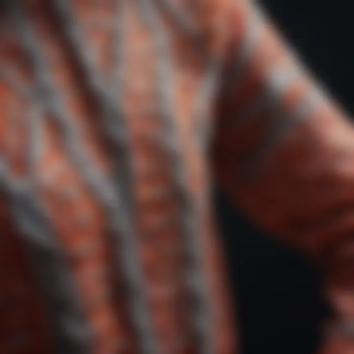 Close-up of fabric texture of a crop cardigan