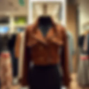 Trendy Cropped Jacket in Boutique A stylish cropped jacket displayed on a mannequin in a boutique setting