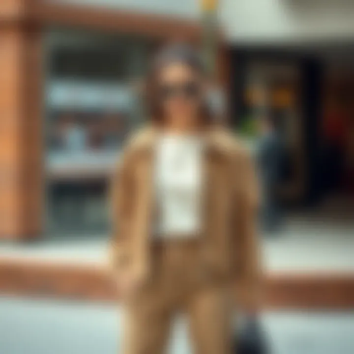 Creative Styling with Cropped Jacket A fashionable individual showcasing how to style a cropped jacket with accessories