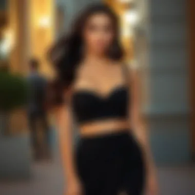 Evening look with a crop top and a flowing skirt