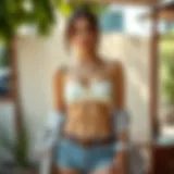 Stylish crop top outfit in a summer setting