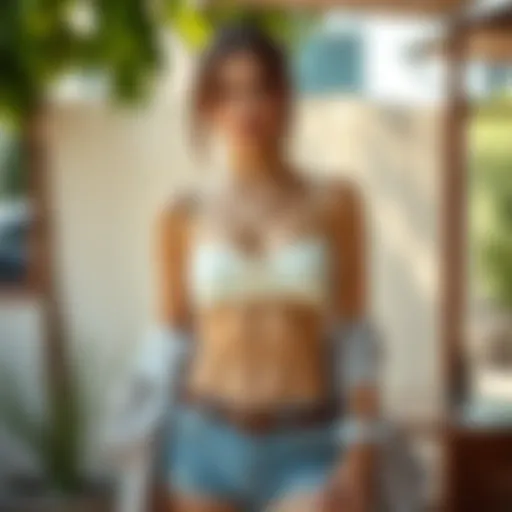 Stylish crop top outfit in a summer setting